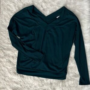 Chic Dark Green V-Neck Top